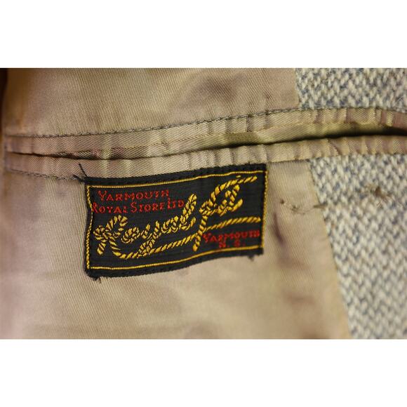 Harris Tweed Yarmouth Royal Store Limited Gray Overcoat Coat 46R - Picture 8 of 8